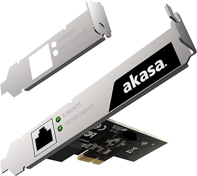Akasa 2.5Gbps PCIe Network Card 10/100/1000/2500 Mbps RJ45 Ethernet Low Profile