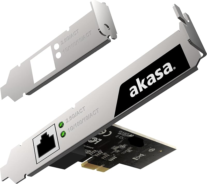 Akasa 2.5Gbps PCIe Network Card 10/100/1000/2500 Mbps RJ45 Ethernet Low Profile