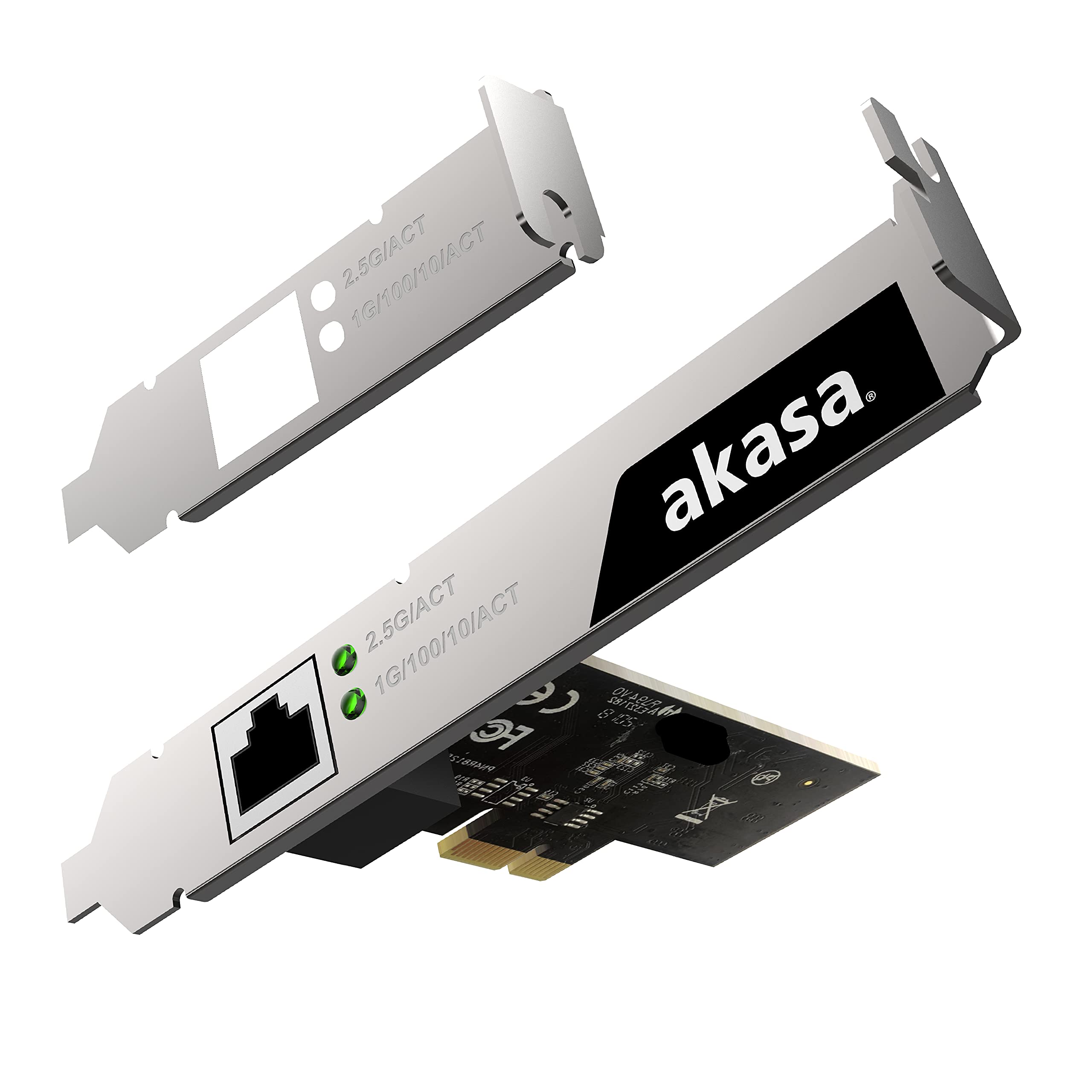 Akasa 2.5 Gigabit PCIe Network Card | 10/100/1000/2500 Mbps | RJ45 Ethernet port | Support Low Profile Case | Compatible with Windows 7/8.X / 10 Linux 4.x or later | AK-PCCE25-01