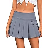 MAKEMECHIC Women's Pleated Mini Skirts Bow Knot Drop Waist Y2K Skater Uniform Skirt