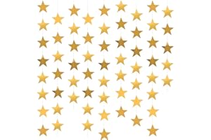 Yzurbu Gold Star Garland, 78 Feet Double Side Hanging Sparkly Paper Star Banner Decorations for Birthday Wedding Engagement Baby Shower Christmas Holiday Party