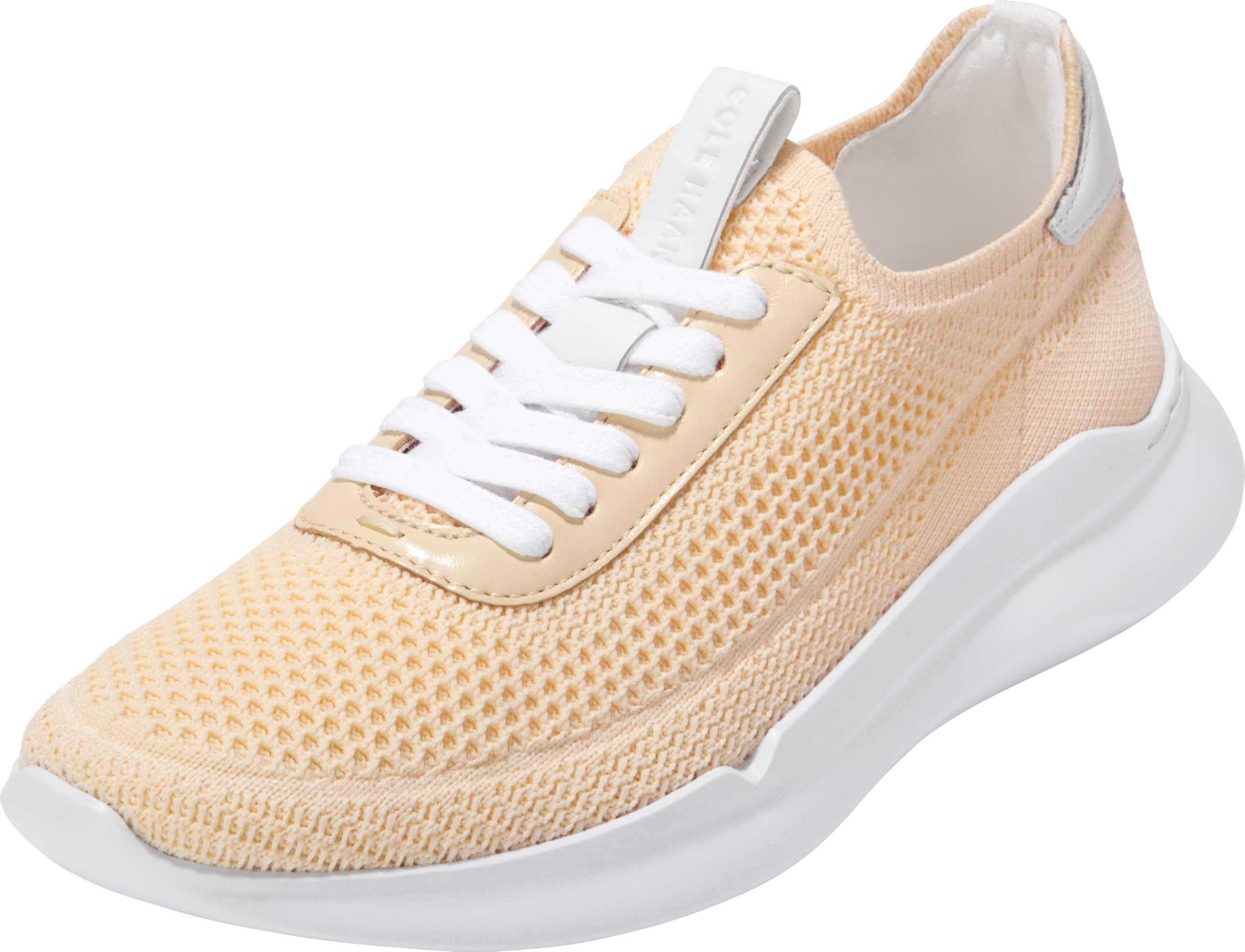 Cole Haan Women’s Grand Crosscourt Stitchlt Runox Sneakers, Vanilla Custard Knit/Leather/White, 7-B US