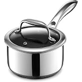 HexClad 1QT Hybrid Nonstick Saucier with Lid, Induction Ready | Stay-Cool Handles, Dishwasher and Oven Safe up to 900&deg;F, Compatible with All Cooktops