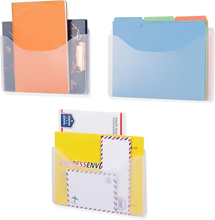 Amazon Wallniture 折り紙 壁掛けファイルホルダー 壁ポケットオーガナイザー つや消しクリア 13インチ 3個セット 壁掛けラック 文房具 オフィス用品