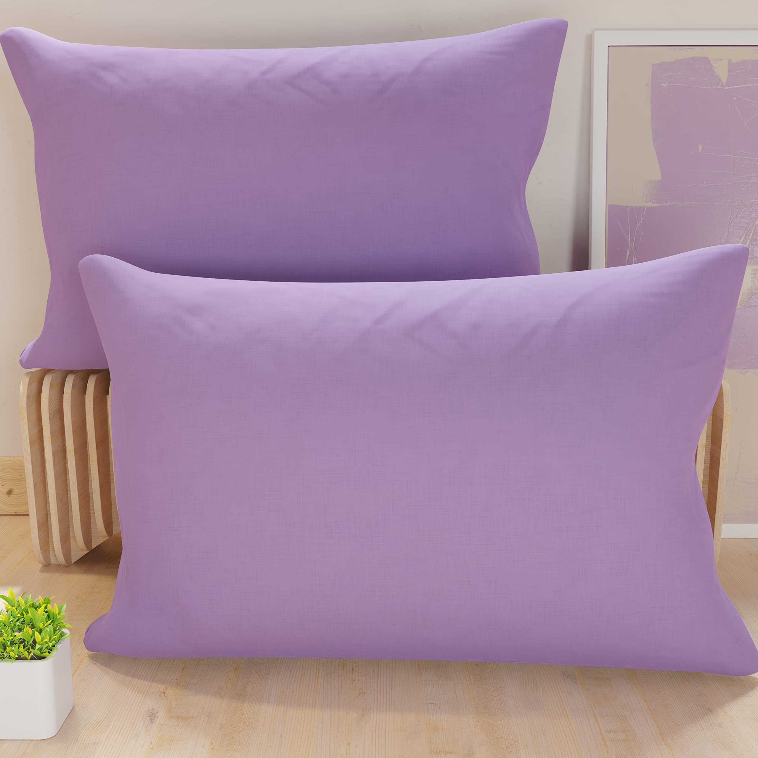 PETTI Artigiani Italiani - Pair of Microfiber Pillowcases 50x80 cm, Bedroom Cushions, Sofa, Set of 2 Cushion Covers, Plain Lilac Pillowcase, 100% Made in Italy