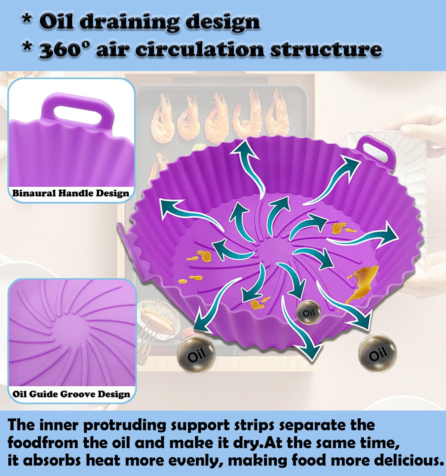 Silicone Air Fryer Liners4 Pack Air Fryer Silicone LinersFood Safe