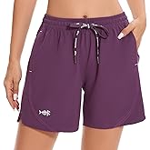 BASSDASH Women’s 5” Fishing Shorts UPF 50+ Water Resistant Quick Dry Athletic Hiking Shorts with Pockets FP05W