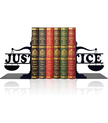 Lady Justice Statue Bookends – Vintage Brass Heavy Duty Book Stoppers For Office, Library & Bookshelf Decor - View #9