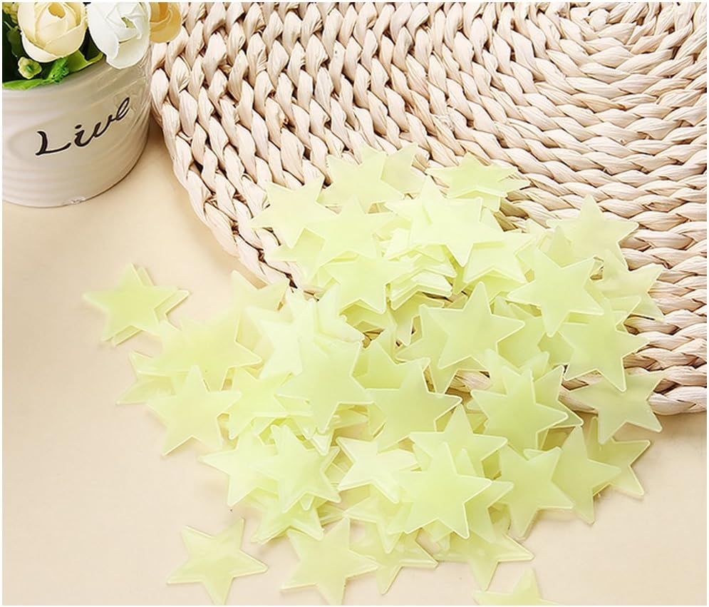 Hamhsin 100PCS Home Luminous Wall Stickers Noctilucent Stars Stickers Ceiling Glow In The Dark Stars Noctilucous Stickers Decal Baby Kids Bedroom (100PCS) (Yellow)