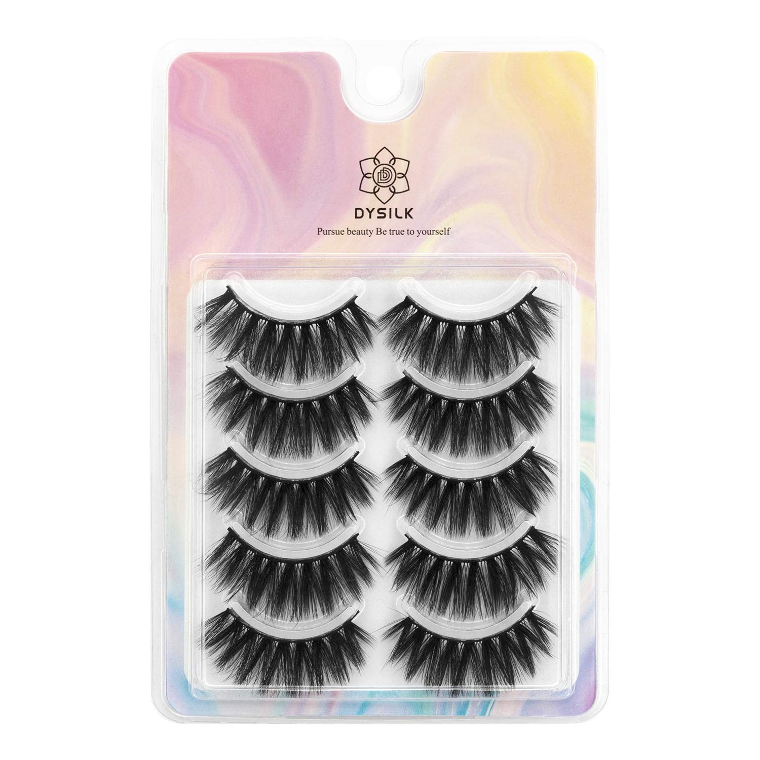 DYSILK 5 Pairs 6D Faux Mink Eyelashes Fluffy Long Dramatic False Eyelashes Handmade Extension Fake Eyelashes Makeup Soft Thick Reusable Lashes