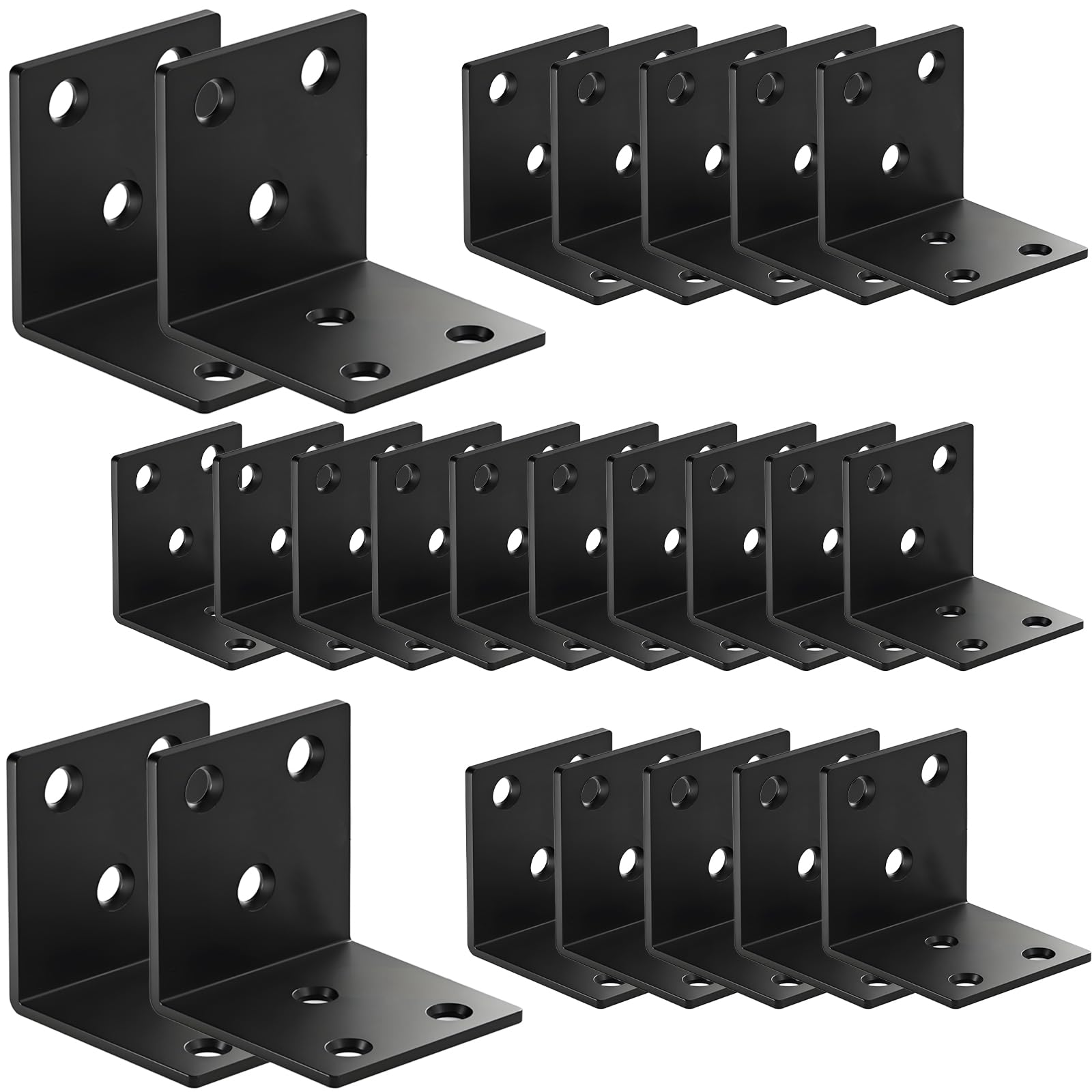 Photo 1 of 25Pack 2'' L Right Angle Brackets with Slot, 2 MM Thickness Black Stainless Steel Brackets for Wooden Furniture Timber, Heavy Duty Wide Corner Metal Brace 90Degree Shape Bracket