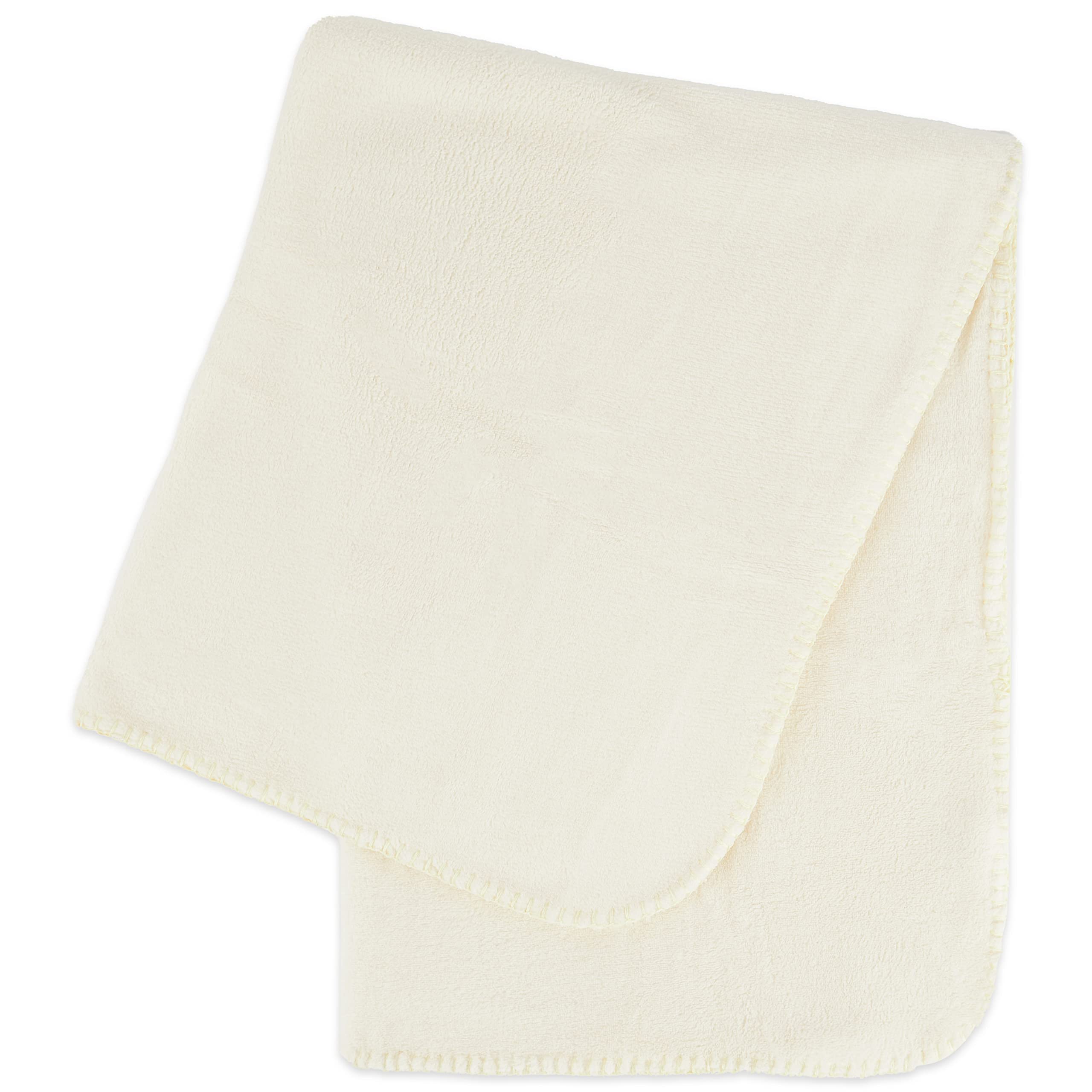 BIECO Baby Blanket Beige Small - Fluffy Baby Blanket - Cream Fleece - Plain - Thin Cuddle Fleece Beige Cream