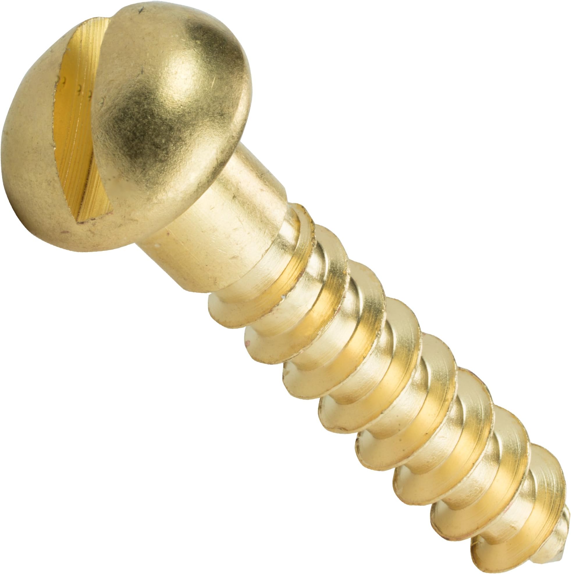 #6 x 3/4" Round Head Wood Screws, Solid Brass, Slotted Drive, Partially Threaded, Quantity 100
