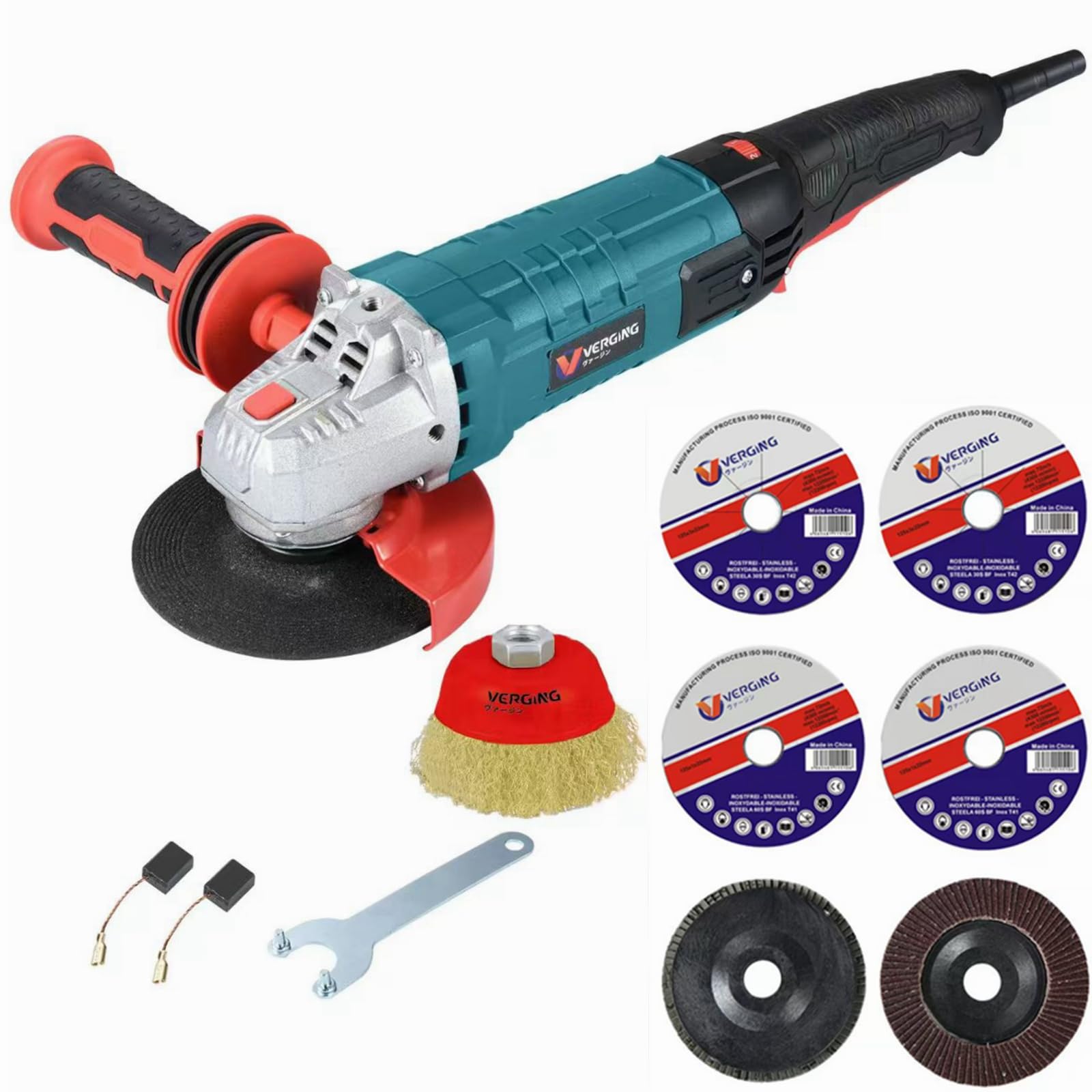 Photo 1 of ***PARTS ONLY***VERGING Angle Grinder, 4 1/2 Angle Grinder 12-Amp, 1400W Multifunctional High Power Grinder Tool with Grinding and Buffer Polishing Capabilities, Non-Slip Handle, and Auxiliary Handle Shockproof