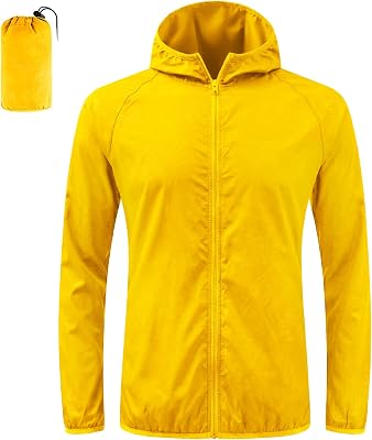 Regenjacke Faltbar Kapuze Wasserdichte, Sportjacke (Hellgelb, M)
