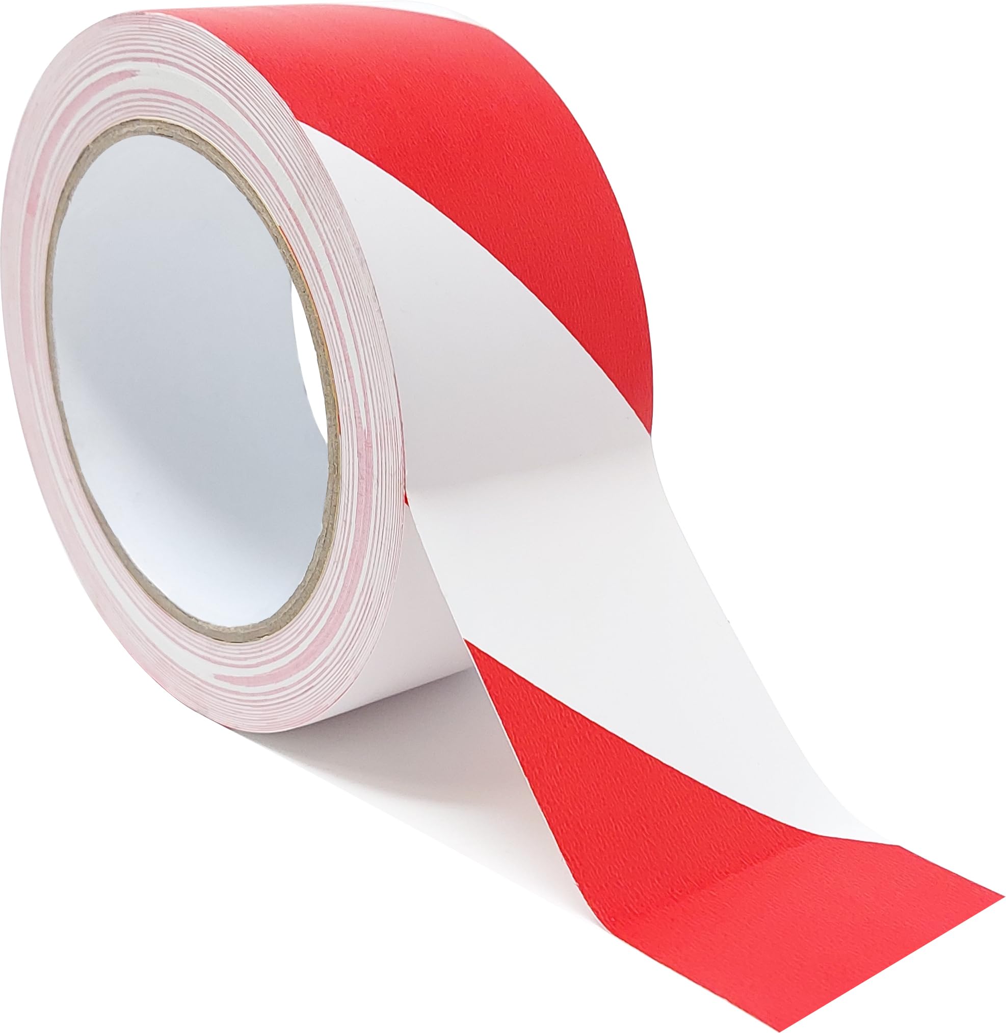 ArmaKit Hazard Tape | 50mm wide (2") x 33m Length (Red/White) - High Visibility White and Red Diagonal Striped. Indoor/Outdoor All-Weather; Carpet, Tile, Wood, Stone, Concrete, Metal