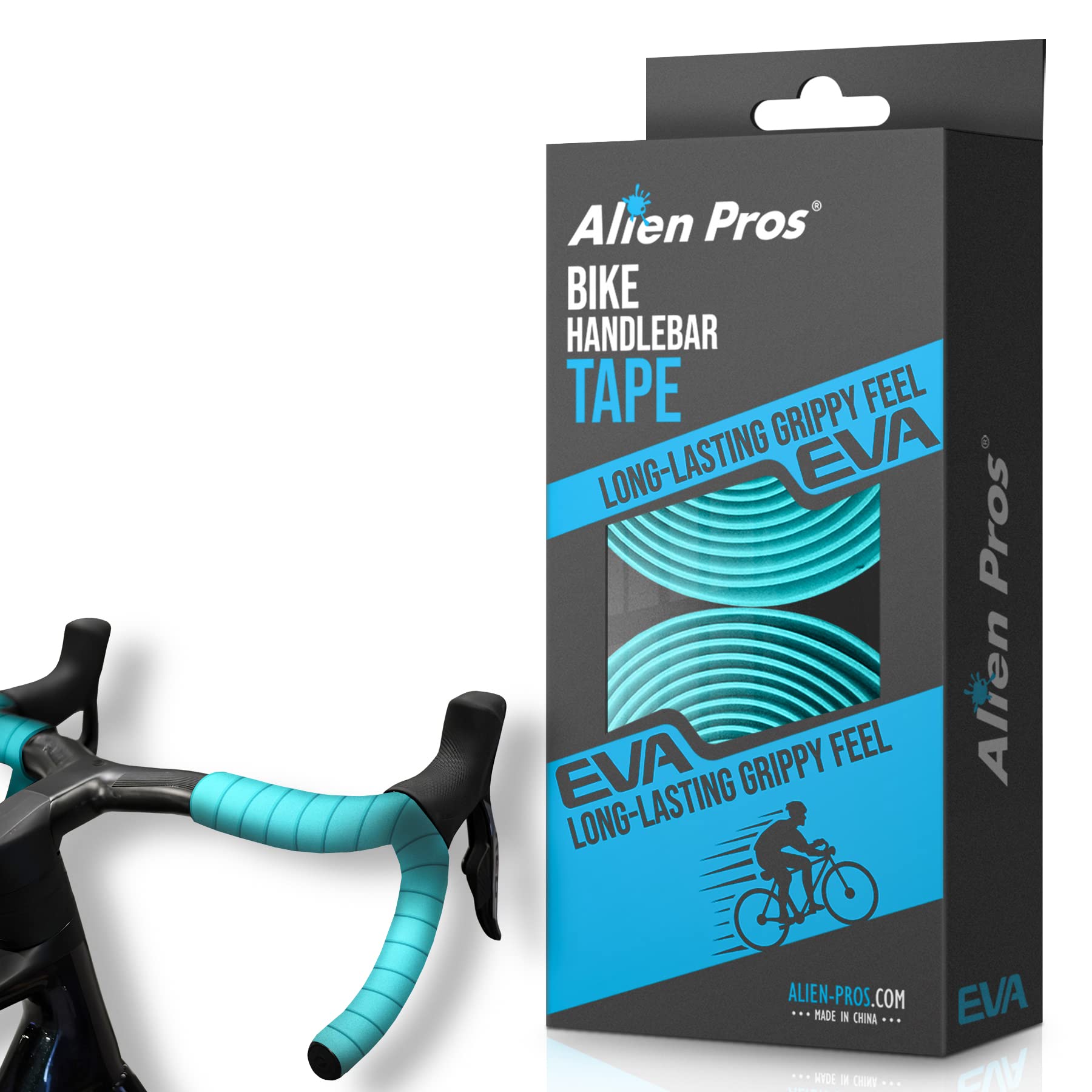 Alien Pros Bike Handlebar Tape EVA (Set of 2) Bianchi Green - Enhance your bike grip with these bicycle handle bar tape - Wrap your bike for an awesome comfortable ride (Set of 2, Green)