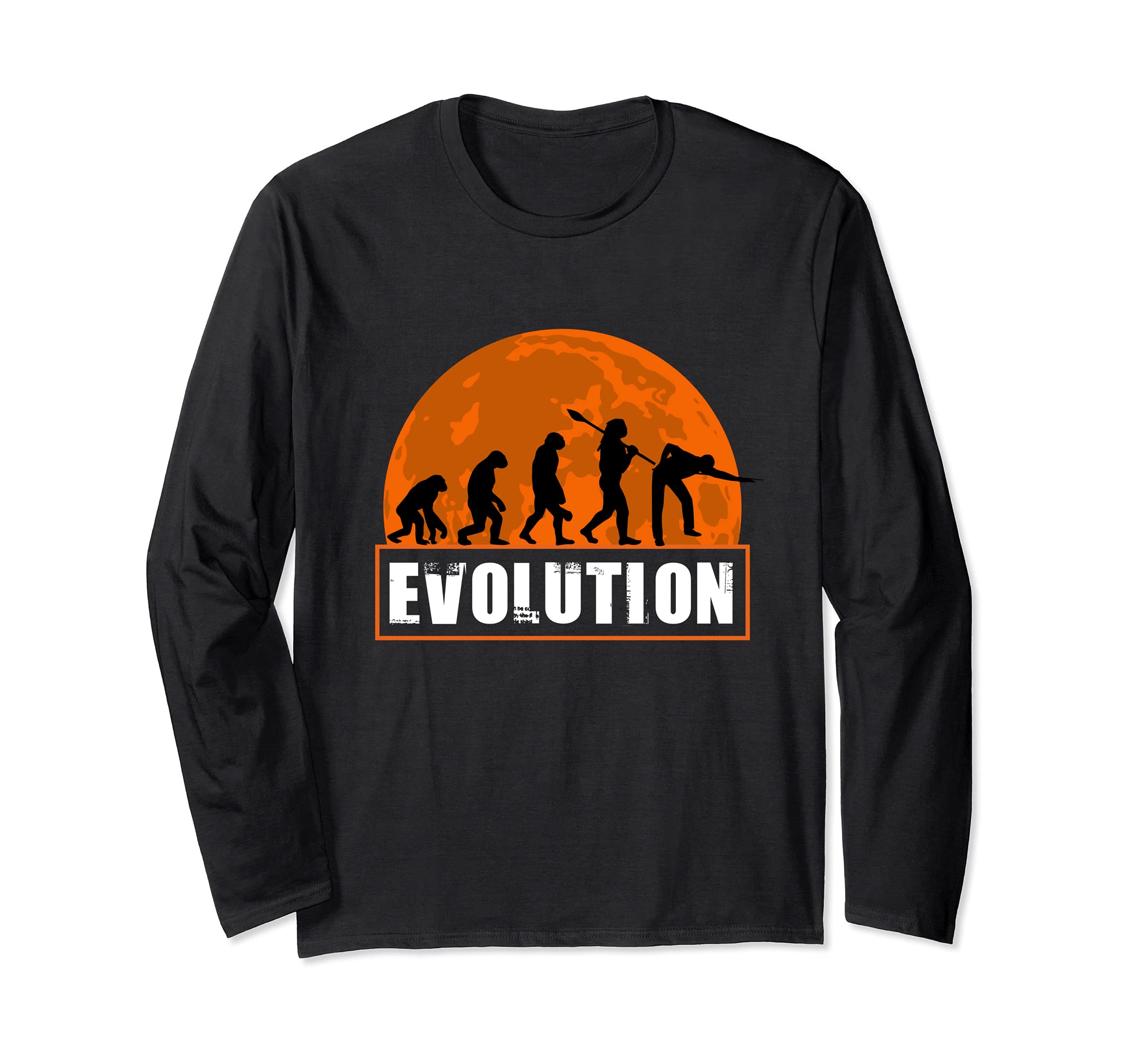 Billiard Pool Player, Funny Billiard Pool Human Evolution Long Sleeve T-Shirt