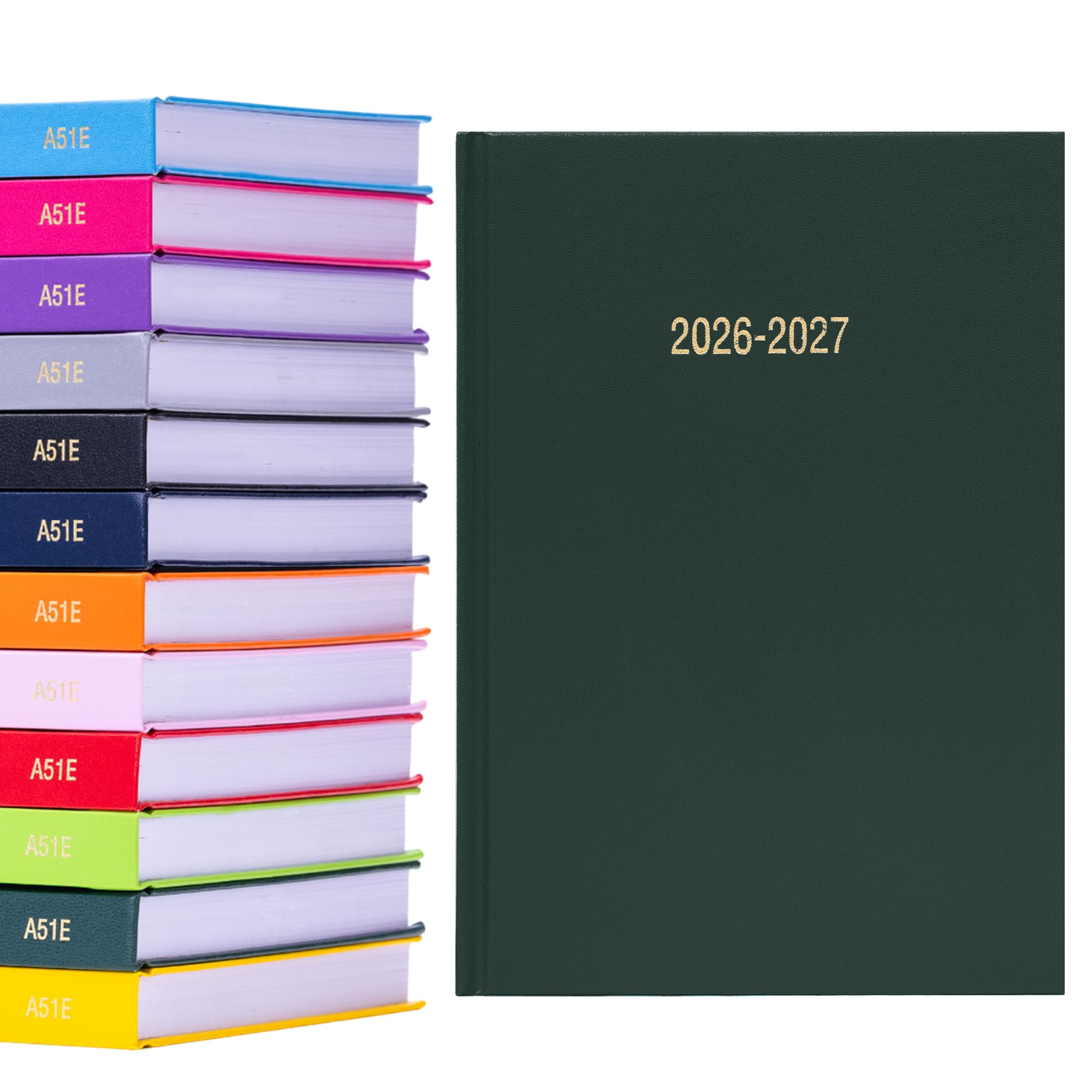 2026 2027 Academic Diary A5 Page a Day - Mid Year Hardback Planner From August 2026 to July 2027 - Student Teacher School Organiser with Ribbon Bookmark (A5, Bottle Green)