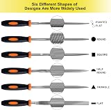 Preciva 6Pcs Needle File Set Carbon Steel Mini File Collection Flat Round view 2