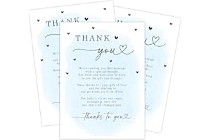 Your Main Event Prints 40 Pack Pre-Filled Baby Shower Thank You Cards 5x7 - with Envelopes - Elegant and Convenient Gratitude Notes for Baby Showers (Blue)