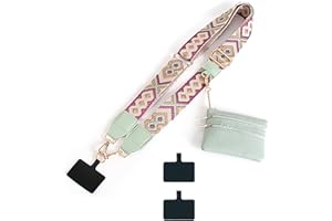 INCOLUMITAS Upgraded 2-in-1 Crossbody Phone Strap with Removable Wrist Strap, Adjustable Cell Phone Lanyard Crossbody with Wallet, Clip And Go Phone Strap with Zippered Pouch for Women Travel Cruise Essential