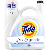 Tide Free &amp; Gentle Liquid Laundry Detergent, 100 Loads, 132 fl oz, Tide Laundry Detergent, Clean Laundry Detergent