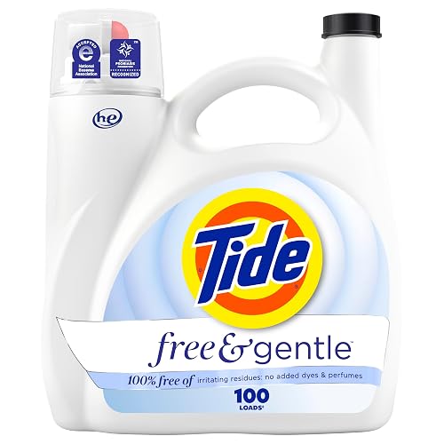 Tide Free & Gentle Liquid Laundry Detergent, Unscented, Hypoallergenic, Dermatologist Recommended for Sensitive Skin, 100 Loads, 3.9L