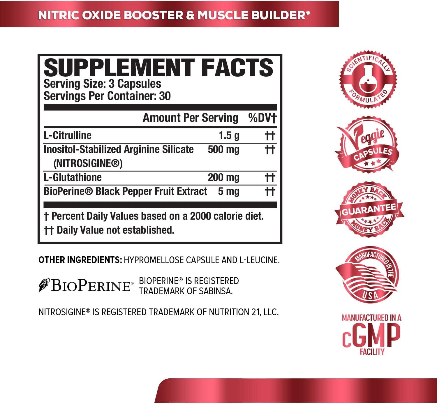 N.O. XT Nitric Oxide Supplement With Nitrosigine L Arginine & L Citrulline for Muscle Growth, Pumps, Vascularity, & Energy - Extra Strength Pre Workout N.O. Booster & Muscle Builder - 90 Veggie Pills: Health & Personal Care