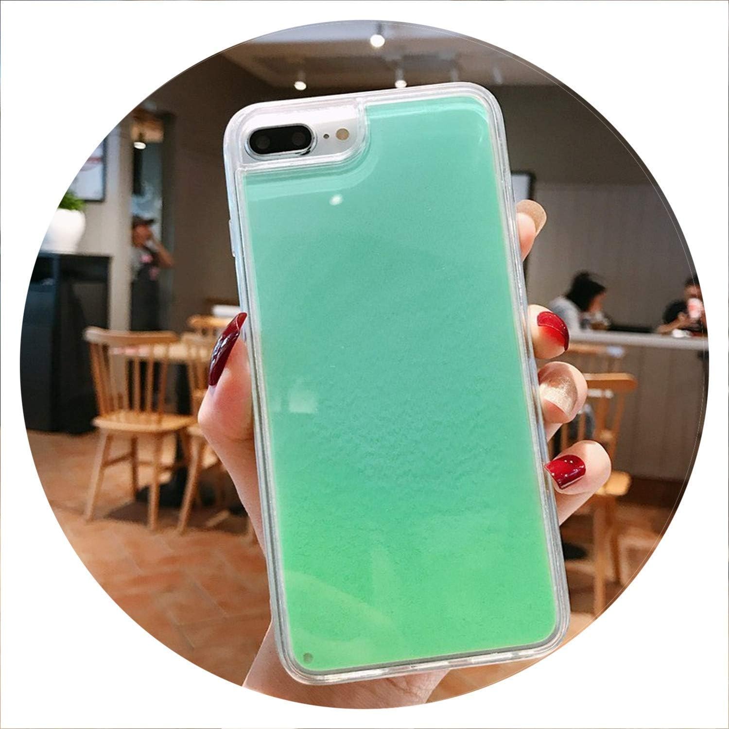 Luminous Neon Sand Case for iPhone Xr Xs Max X 6 6S S 7 8 Plus Glow in The Dark Liquid Glitter Quicksand Phone Cover,for iPhone 6Plus,Green,Iphone6