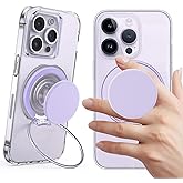 AUROX for MagSafe Phone Grip, Magnetic Phone Grips [Comfortable Grip], Expandable Collapsible Phone Grip Stand Holder for Magsafe Kickstand, for iPhone 17 16 15 14 13 12 Series,Transparent Purple