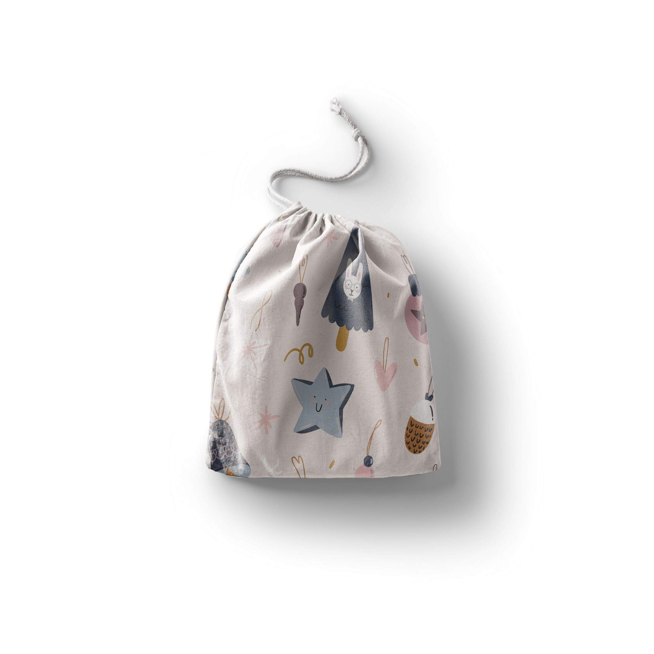 Bonamaison Printed Cotton Produce Bag with Drawstring, Reusable Grocery Bag, Biodegradable Eco-Friendly Bags, Travel Pouch, Sachet Bags, Shopping Bag, Eco Friendly, Foldable, Size: 30x40 Cm