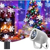 Mslitely Snowflake Projector Lights, Snowfall Patterns Auto-Rotating USB LED Light for Christmas, New Year, Indoor Home, Party, Family, Kids, Hosts, Decor Lovers(White-1P)