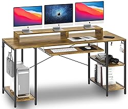 HYPIGO Computer Desk with Keyboard Tray and 2