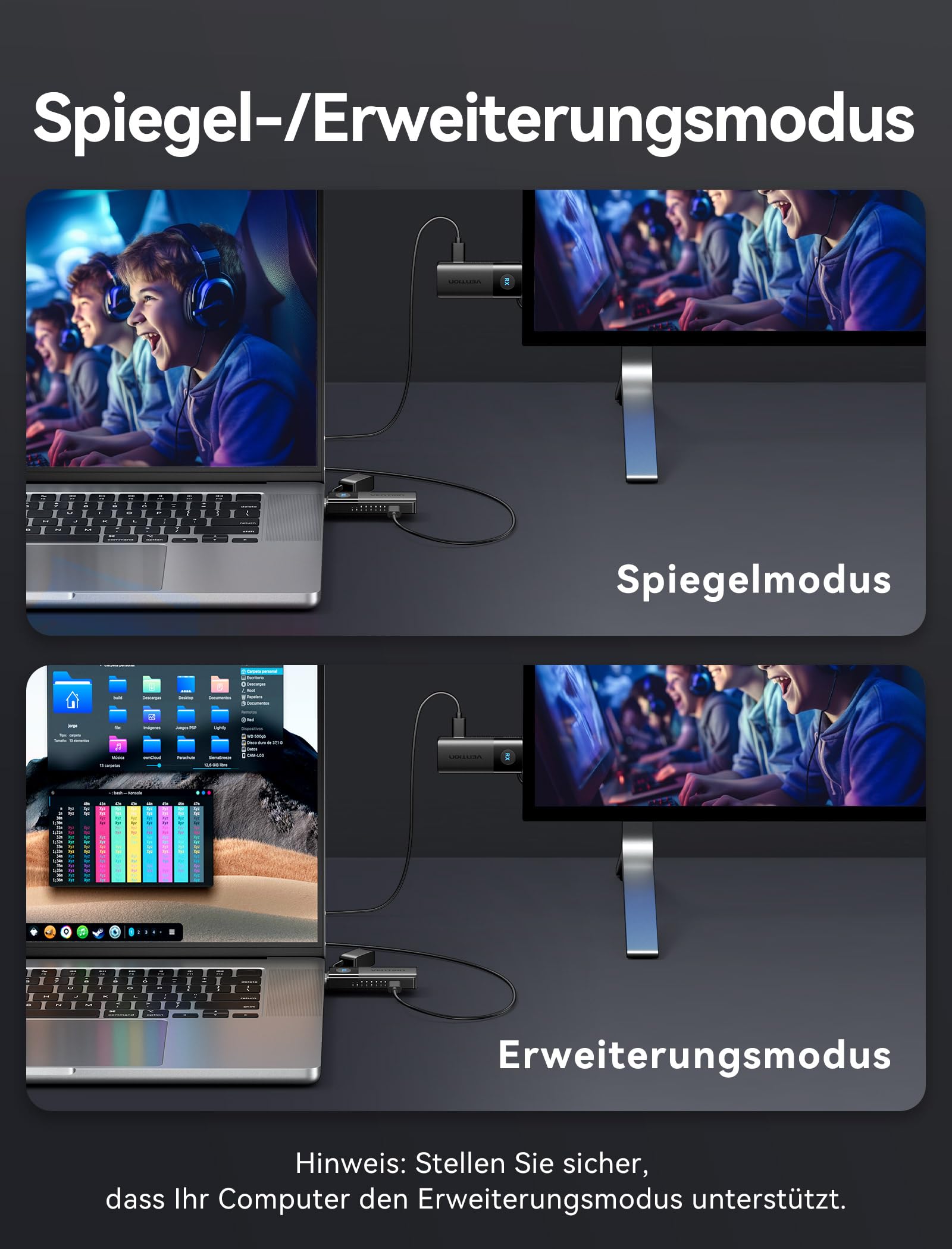 VENTION HDMI Wireless Transmitter and Receiver, 1080P 60Hz, 5G Funkübertragung bis 50m/165FT, Wireless HDMI Funkübertragung für Streaming Video Audio File von, Laptop, PC zu HDTV, Projektor 5