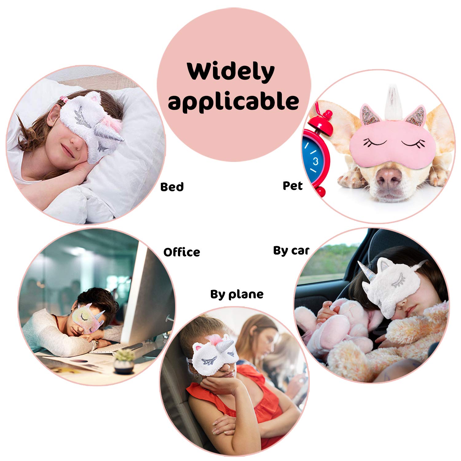 Unicorn Sleep Mask,Kapmore 4 Pack Cute Eye Mask Unicorn Horn Sleeping Mask Soft Plush Blindfold Sleep Eye Cover for Kids Girls Women