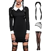 For G and PL Women's 4PCS Halloween Costume Sexy Bodycon Mini Dress Peter Pan Collar