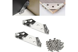 Ernhds Furniture Corner Connector, Universal Stainless Steel Angle Corner Bracket, Corner Connectors for Wood with 140 Screws, Suitable for Shelf Cabinet Table Chair 2.5"x0.6" (20pcs, 1.5mm Thick)
