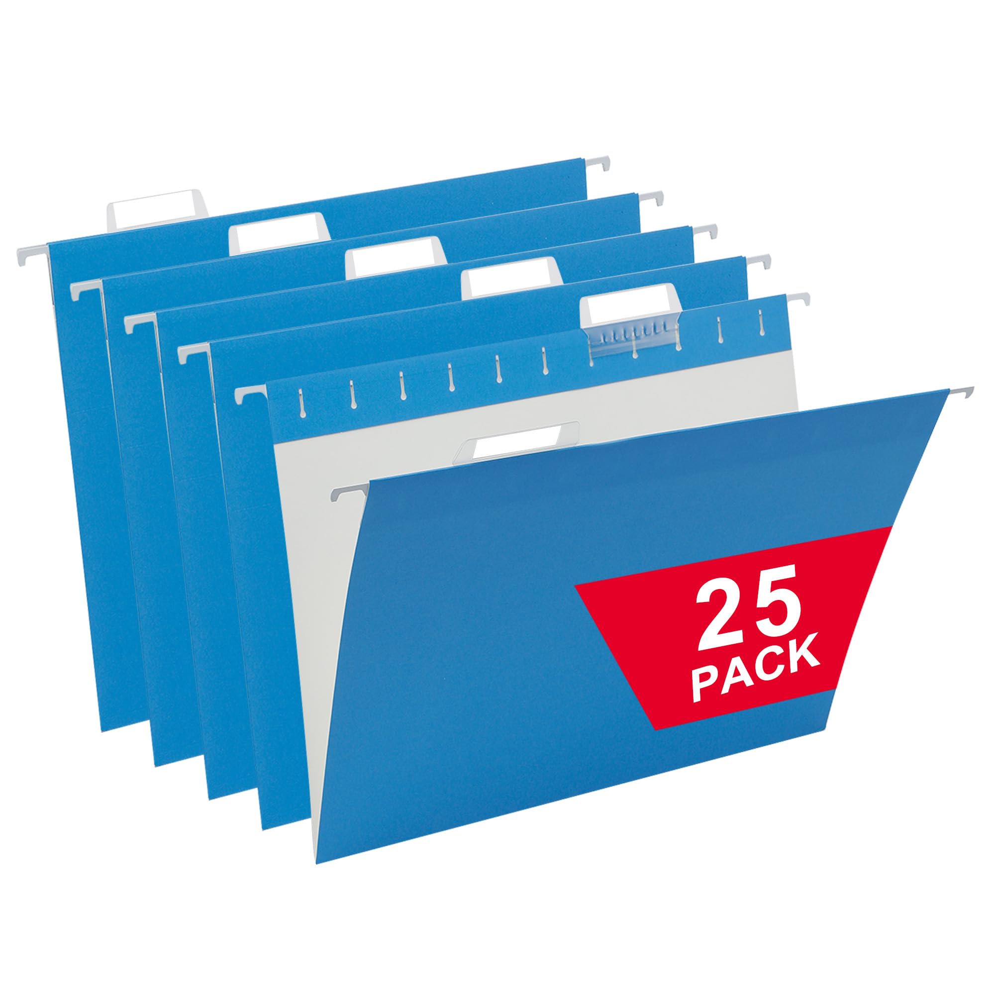 Photo 1 of 25 Packs Hanging File Folders,Blue Letter Size File Folder,Designed for Bulky Files,Filing Cabinet,1/5 Adjustable Cut Tabs for Office,School,Home