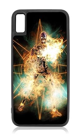 Amazon Com Flaming Robot Design Black Rubber Case For Iphone Xs