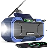 Portable Emergency Radio Bluetoooth Speaker,FM AM WB NOAA Weather Radio w/ 5000mAh Power Bank,IPX5 Waterproof Hand Crank Sola