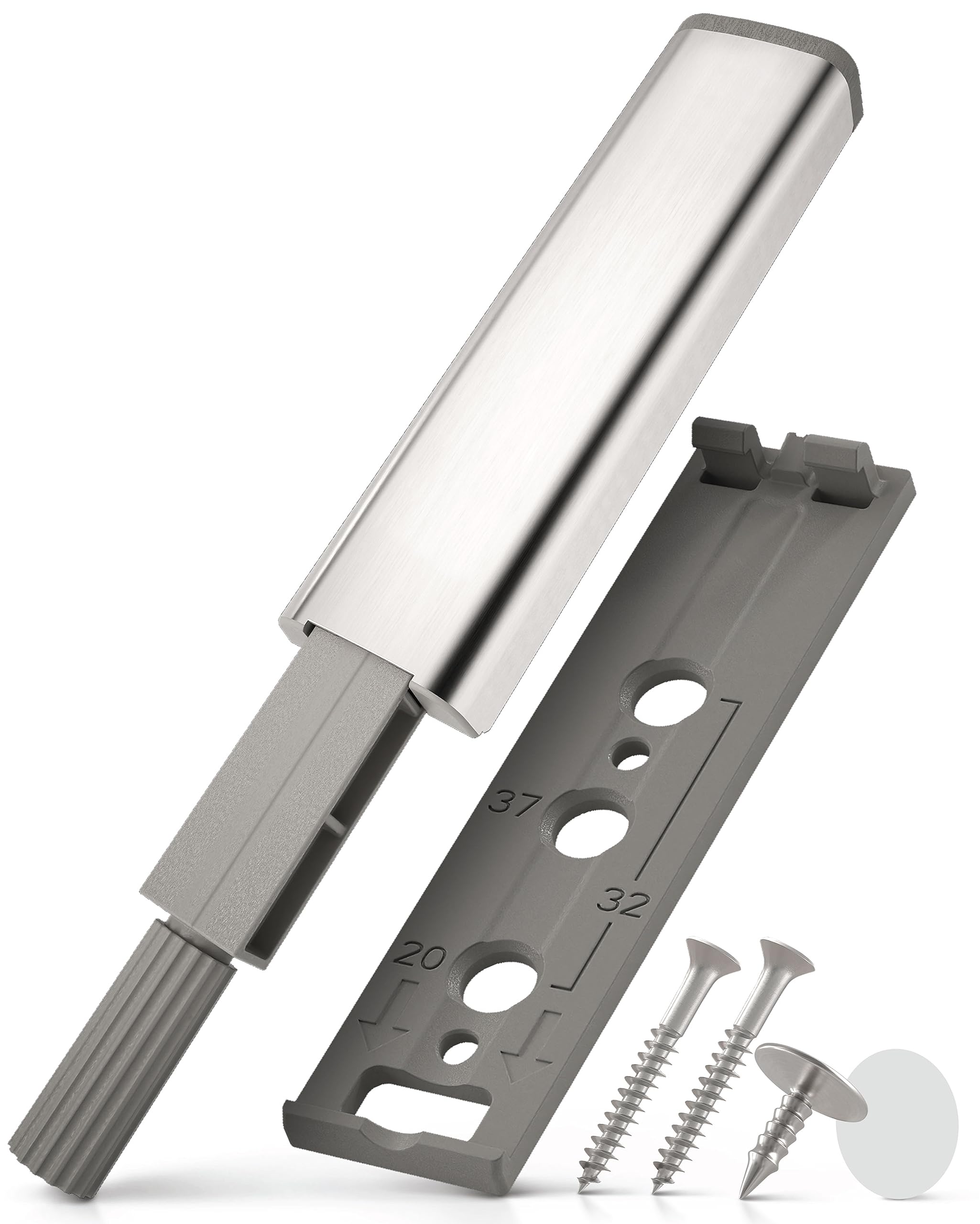 LouMaxx Push to Open Door Opener - Effortless Opening of Cupboard Doors and Drawers - Suitable for Many cupboards e.g. from IKEA - Set of 4 Push to Open Cupboard Door openers, with Neodymium Magnets