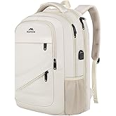 MATEIN Laptop Backpack Women Large Capacity, Travel Backpack TSA Approved with Luggage Strap & USB Port, Water Resistant Teacher College Bookbag Fits 17 Inch Computer, Stylish Beige Work Daypack