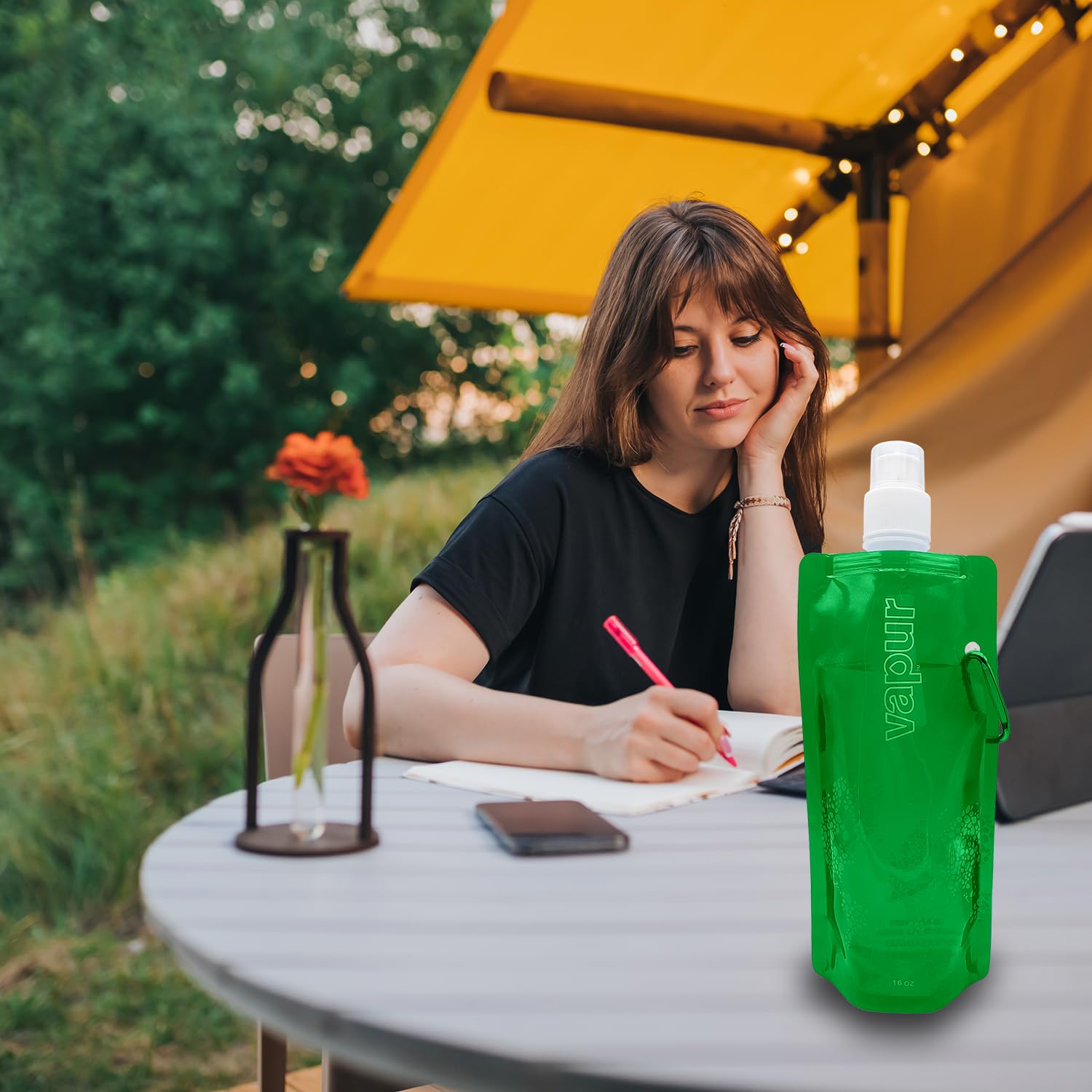 BullTek 500ml Trail Running Soft Foldable MTB Cycling Road Bike Soft Flask - Space Saving Water Bottle Bag for Camping, Hiking, Travel, Sports, Mountaineering (Green)