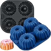 Webake Silicone Air Fryer Fluted Cake Pan for Baking, Nonstick BPA Free Fluted Tube Cake Pans, 4-Cavity, Set of 2