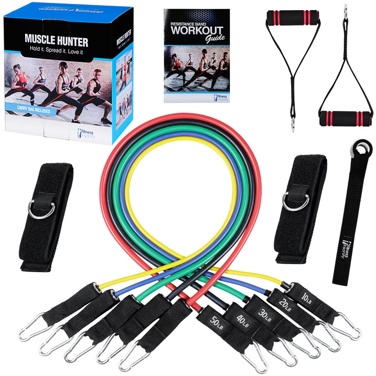 Fitness Insanity Resistance Band Set Include 5 Stackable