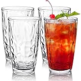 Topsky 16oz Plastic Tumblers Drinking Glasses Set of 4, Clear Acrylic Drinking Cups Wine Glasses Beverage Cups for Daily Use, Poolside, Outdoor&Indoor - Stackable, Dishwasher Safe, Easy to Clean