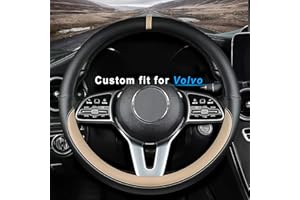 SAWUAA Custom fit for Volvo Car Steering Wheel Cover, Nappa Leather Car Steering Wheel Cover Non-Slip Steering Wheel Cover, Designed for Volvo Interior Accessories (Beige,for Volvo)