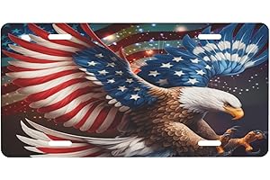 CEMFYZOCH Front License Plate for Car Designs Animal Eagle America USA Stainless License Plate Cover Holder for Men Women Metal Aluminum Decorative Accessory Vanity Tag Standard 6 X 12 inch (4 Holes)