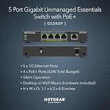 NETGEAR GS305PV3 5-Port Gigabit PoE Switch 4 PoE+ 63W Desktop Wall Mount view 2